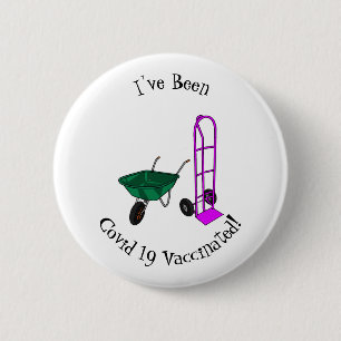 Wheelbarrow & hand trolley cartoon illustration 2 inch round button