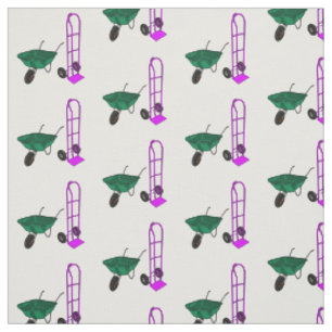 Wheelbarrow & hand trolley cartoon illustration fabric