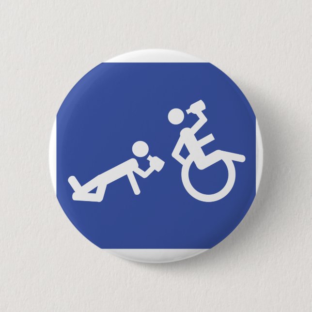 wheelchair boozer 2 inch round button (Front)
