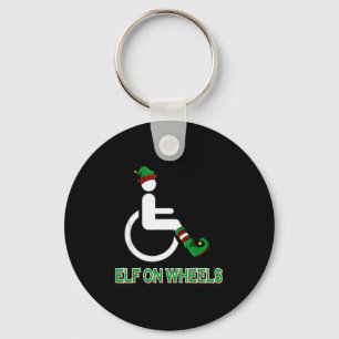 Wheelchair Elf Funny Christmas Disability Humor  Keychain