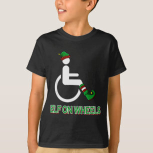 Wheelchair Elf Funny Christmas Disability Humor T-Shirt