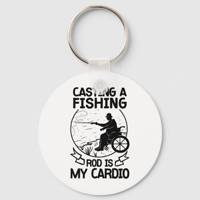 Wheelchair Fisherman Boating Disabled Hob  Keychain (Front)
