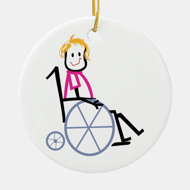 Wheelchair Kid Ceramic Ornament (Front)