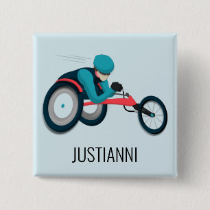 Wheelchair Racing 2 Inch Square Button