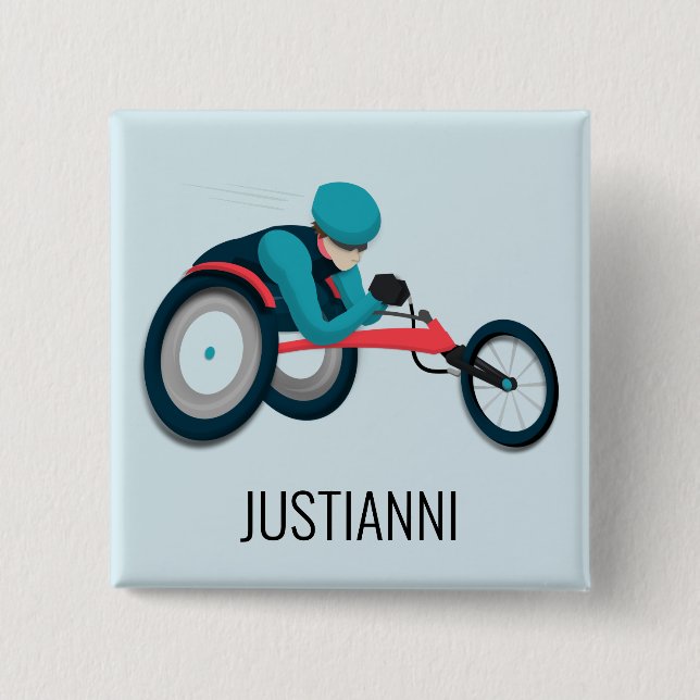 Wheelchair Racing 2 Inch Square Button (Front)