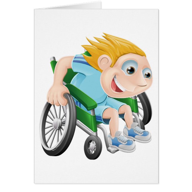 Wheelchair racing cartoon man (Front)