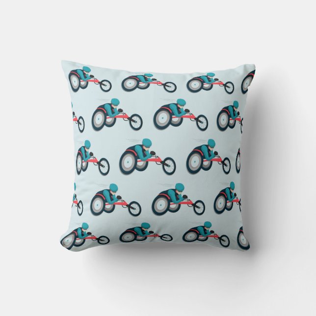 Wheelchair Racing Throw Pillow (Front)