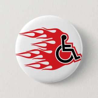 Wheelchair rocket flames 2 inch round button