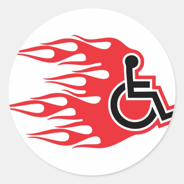 Wheelchair rocket flames classic round sticker (Front)