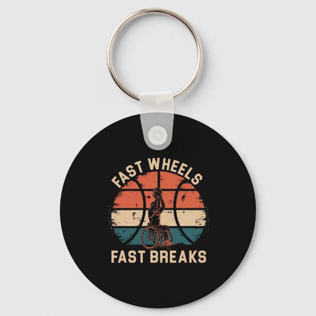 Wheelchair Sketll Player Disabled Disability Handi Keychain (Front)