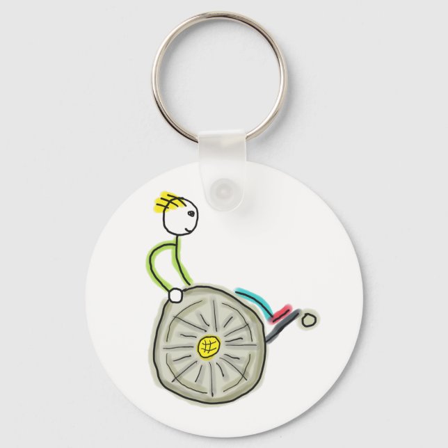 Wheelchair Stickman Keychain (Front)