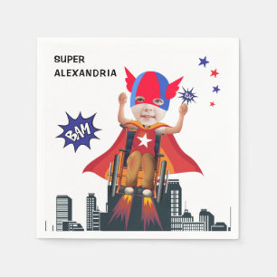 Wheelchair Superhero Flying Hero Girl Birthday Napkin