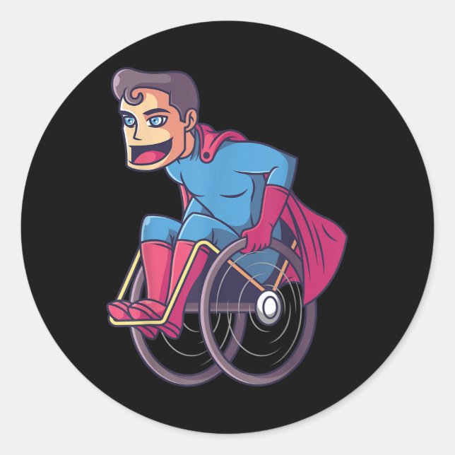 Wheelchair Superhero I Amputee Handicap Disability Classic Round Sticker (Front)