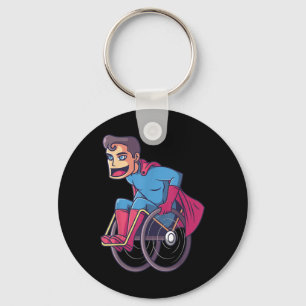 Wheelchair Superhero I Amputee Handicap Disability Keychain