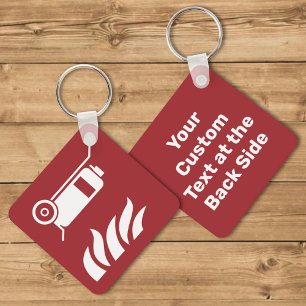 Wheeled Fire Extinguisher Safety Sign Keychain