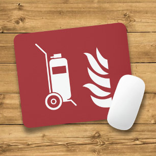 Wheeled Fire Extinguisher Safety Sign Mouse Pad