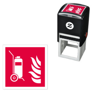 Wheeled Fire Extinguisher Safety Sign Self-inking Stamp