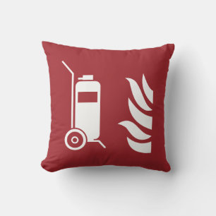 Wheeled Fire Extinguisher Safety Sign Throw Pillow