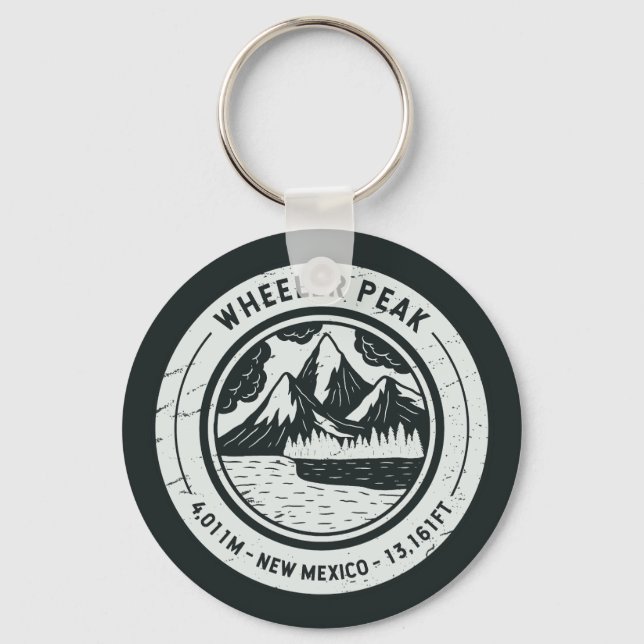 Wheeler Peak New Mexico Hiking Skiing Travel Keychain (Front)