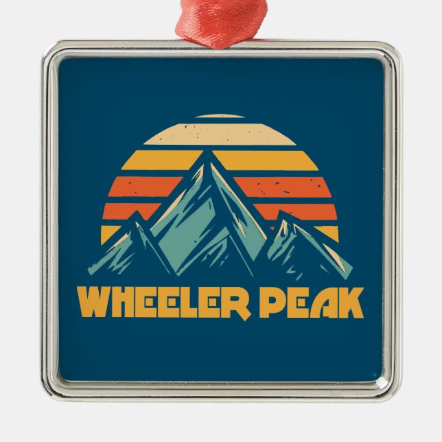 Wheeler Peak New Mexico Retro Turquoise Metal Ornament (Front)