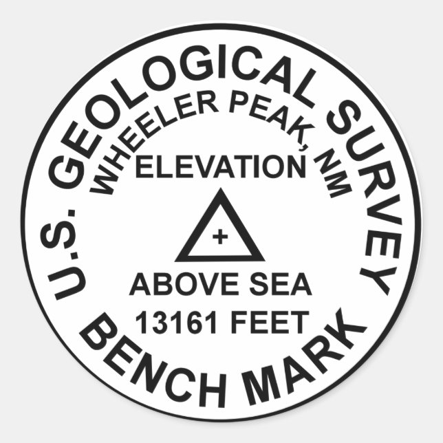Wheeler Peak USGS Style Benchmark Classic Round Sticker (Front)