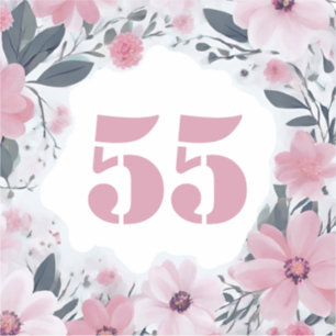 Wheelie Bin House Number Pastel Pink Flowers