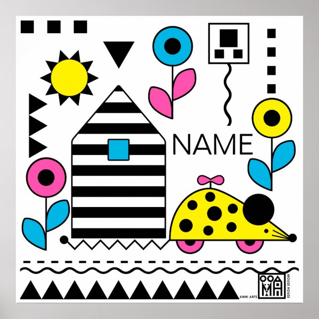 Wheelie Mouse and House Poster -CMYK -personalize (Front)