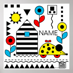 Wheelie Mouse and House Poster - personalize