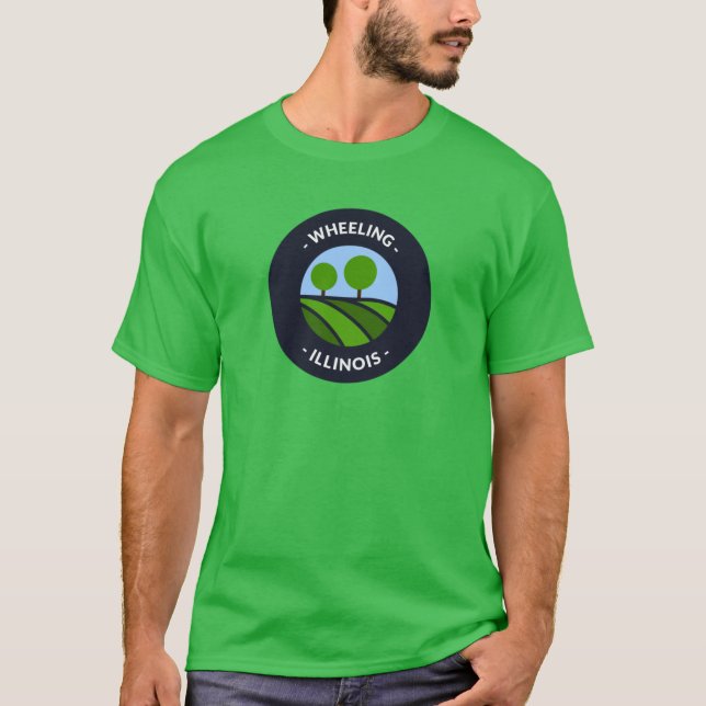 Wheeling Illinois Hills and Trees Oversized T-Shirt (Front)