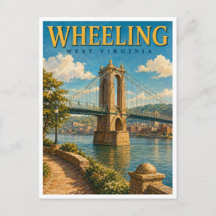 Wheeling West Virginia Suspension Bridge GeoSaga Postcard