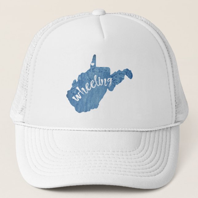Wheeling West Virginia Wood Grain Trucker Hat (Front)