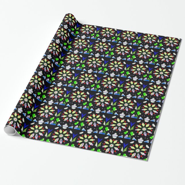 Wheels of fortune wrapping paper (Unrolled)