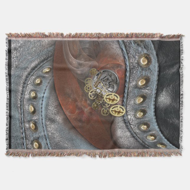 Wheels of Time on Leather Throw Blanket (Front)