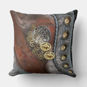 Wheels of Time on Leather Throw Pillow