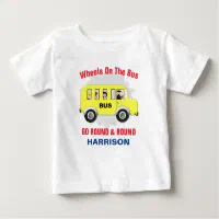 Wheels On The Bus Kids Cute Personalized Baby T Shirt