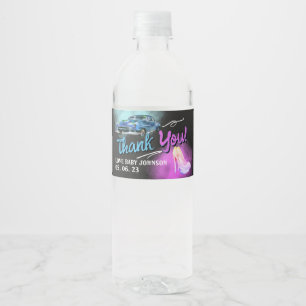 Wheels or heels gender reveal water bottle label
