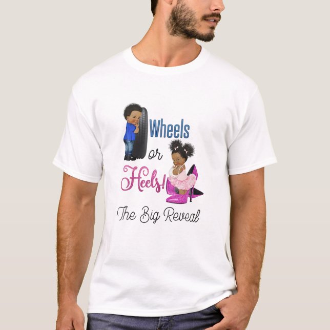 Wheels Or Heels The Big Reveal Team Boy Girl Gende T-Shirt (Front)