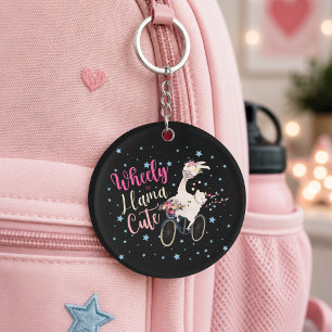 Wheely Llama Cute Personalized Keychain