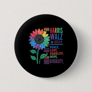 Wheimer Peace Love Equality Hope Diversity Kamala 2 Inch Round Button