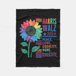 Wheimer Peace Love Equality Hope Diversity Kamala  Fleece Blanket