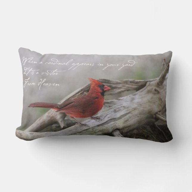 When a cardinal appears in your yard... lumbar pillow (Front)