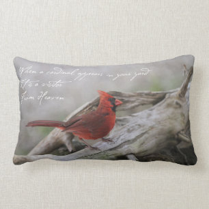 When a cardinal appears in your yard... lumbar pillow