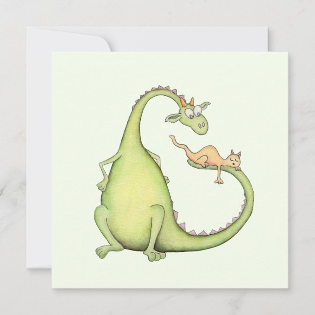 When a dragon finds a cat in its tail holiday card (Front)