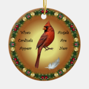 When Cardinals Appear,  Angels Are Near, Christmas Ceramic Ornament