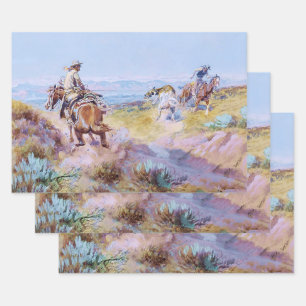 “When Cows Were Wild” by Charles M Russell Wrapping Paper Sheet