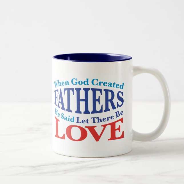 When God Created Fathers Two-Tone Coffee Mug (Right)