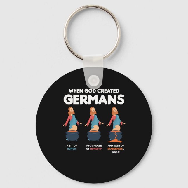 When God Created Germans Funny Germany Gift Keychain (Front)