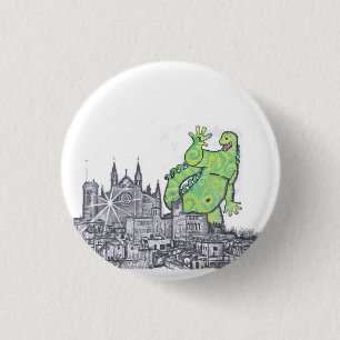 When Godzilla went of Majorca 1 Inch Round Button