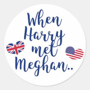 When Harry met Meghan Fun Royal Wedding Classic Round Sticker
