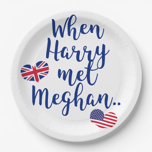 When Harry met Meghan | Fun Royal Wedding Paper Plate (Front)